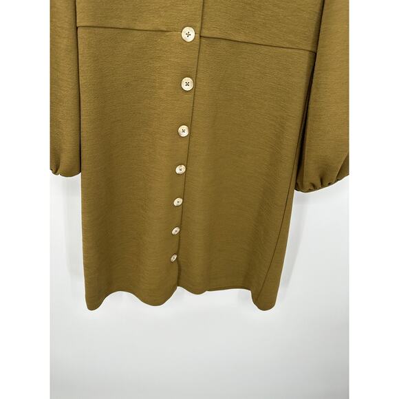 Madewell Texture & Thread Olive Green‎ Crepe Balloon Sleeve Dress Women Small - Picture 4 of 9